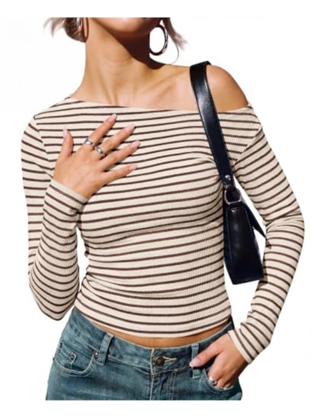 Women's Striped Off Shoulder Top Casual Going Out T-Shirt